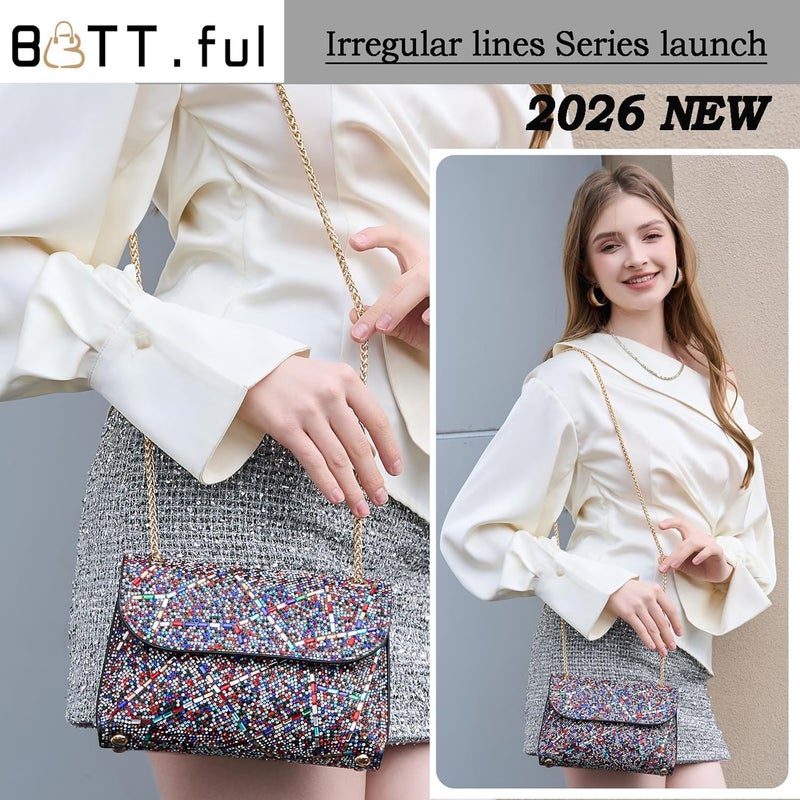 BBTT.ful Shoulder Bags Crossbody Bag Purses Handbags Crystals Rhinestone Evening Bag for Women Clutch Purse with Chain - Image 2